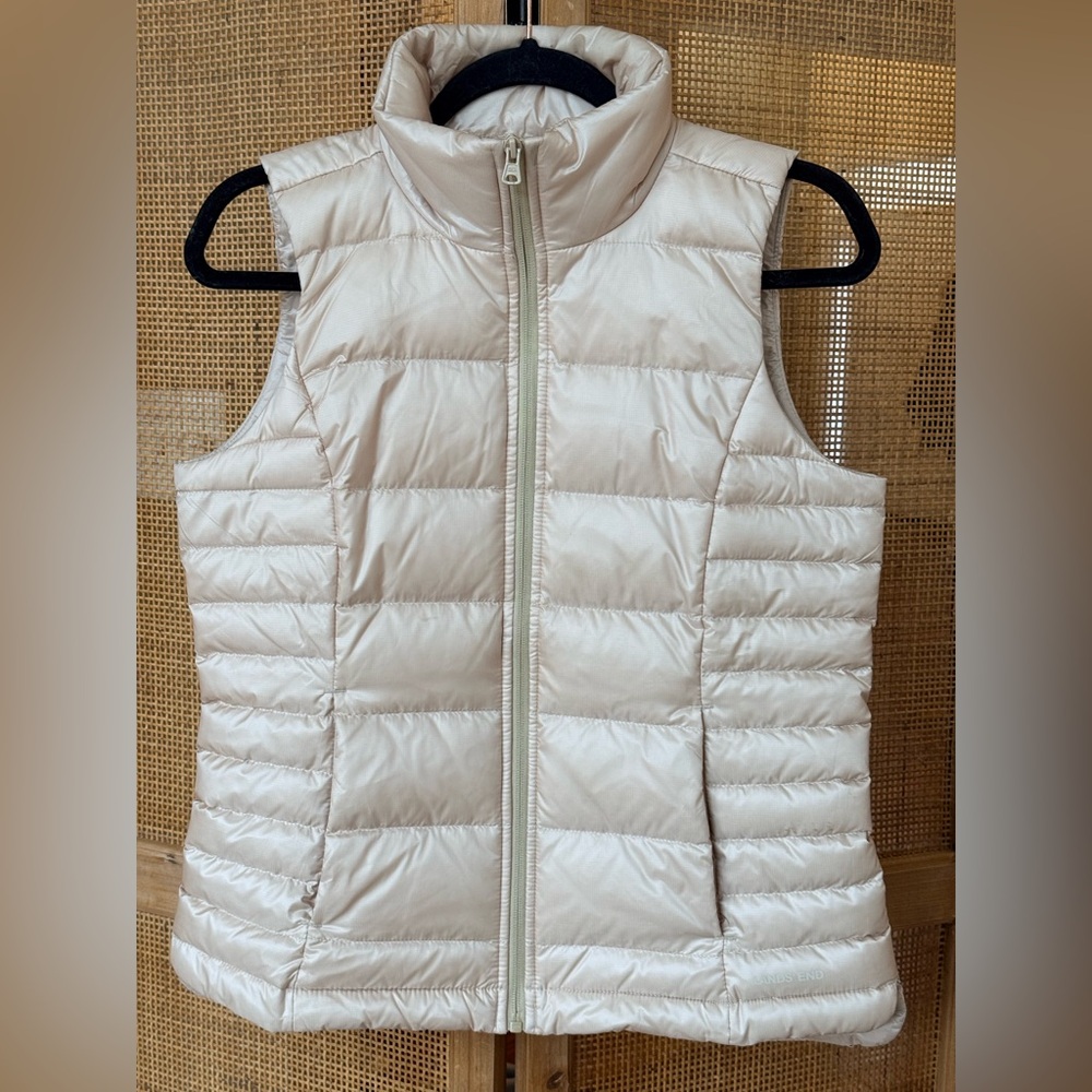 Lands' End Women's Light Beige Puffer Vest